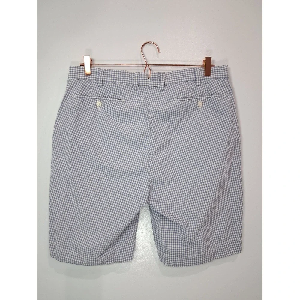 Polo Ralph Lauren Mens Vintage Gingham Chino Shorts‎ Blue White Cotton Size 34